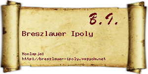 Breszlauer Ipoly névjegykártya
